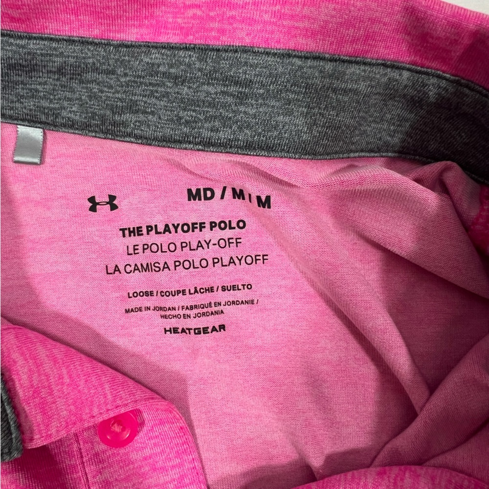 Under Armour Men's The Playoff Polo Vibrant Pink Size M - Picture 3 of 3